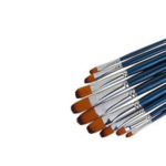 Long Handle Synthetic Filbert Tip Artist Paint Brushes (Set of 9, Blue)