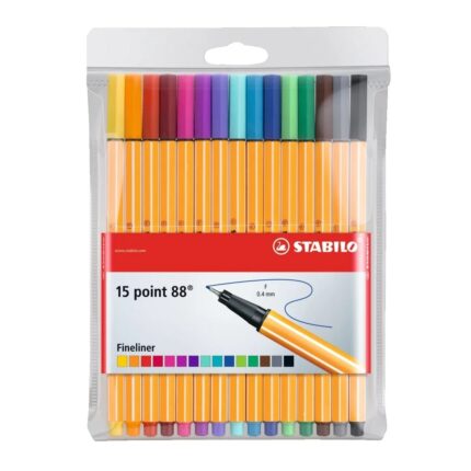 STABILO point 88 - Fineliner - Wallet of 15 (Assorted Colours)