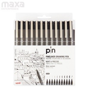 Uni Pin Fineliner Drawing Pen Set of 12