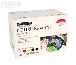 Art Rangers Pouring Medium Acrylic Paints- Pack of 6 (Basic Shades)