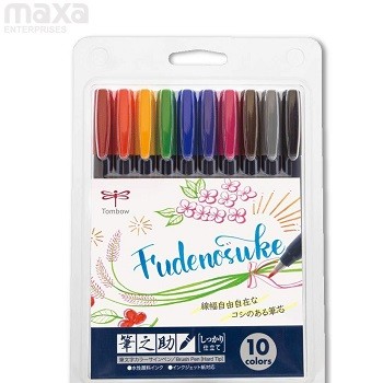 10-pcs-Tombow-Fudenosuke-Brush-Pen-10-Color-Set-WS-BH10C