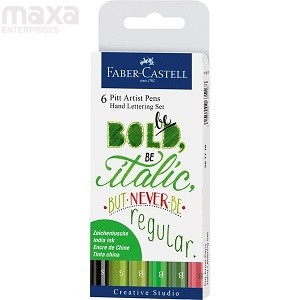 Faber-Castell ink Pitt Artist Pen Hand Lettering 6ct wallet green