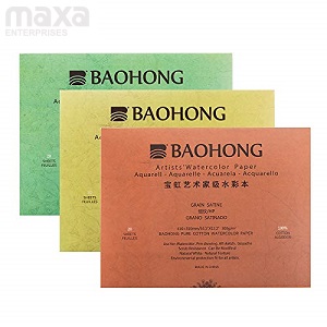 Baohong Watercolor Paper, 190x130mm Sample Pack, 100% Cotton, 140lb/300gsm,  15 Sheets (5xTextured Cold Press, 5xHot Press and 5xRough) : :  Office Products