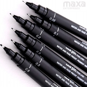 1/6PCS Uni Pin Fineliner Drawing Fine line Pens 005 01 02 03 05 08 OUY