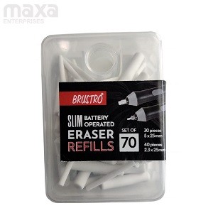 Brustro Slim Battery Operated Eraser Refills- Total 70 Pieces