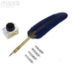Dip Pen Set Vintage Quill Feather Pen Set With Ink Bottle 5 Nibs with Box Gift