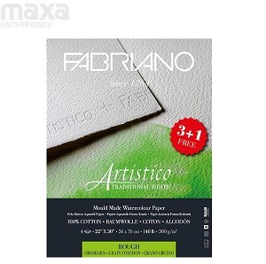 Fabriano Artistico Traditional White Watercolour Paper RG 300 GSM (3+1 Free)- 22" X 30"
