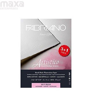 Fabriano Artistico Traditional White Watercolour Paper HP 300 GSM (3+1 Free)- 22" X 30"