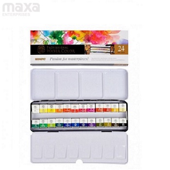 Mungyo Professional Watercolor Pan Set of 24 shades