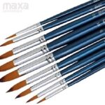 Bianyo Long Handle Synthetic Round Tip Artist Paint Brushes (Set of 9, Blue)