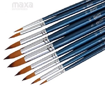 Bianyo Long Handle Synthetic Round Tip Artist Paint Brushes (Set of 9, Blue)