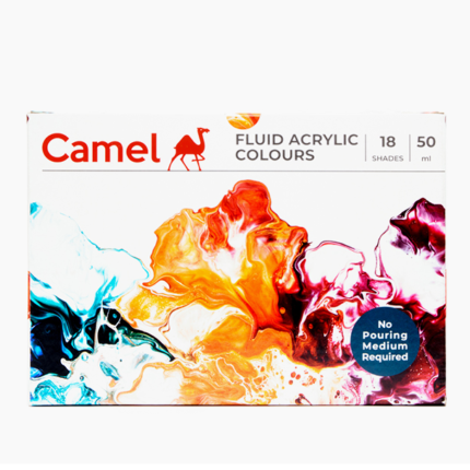 Camel Fluid Acrylic Colours Assorted- Pack in 18 Shades