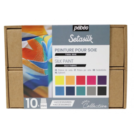 Pebeo Setasilk Paint - 10 x 45 ML bottles - Collection Case