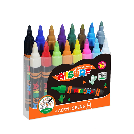 YPLUS All Surface Acrylic Pen Markers - Set Of 16 Pcs