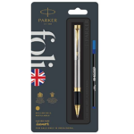 Parker Folio Stainless Steel Gold Trim Roller Pen