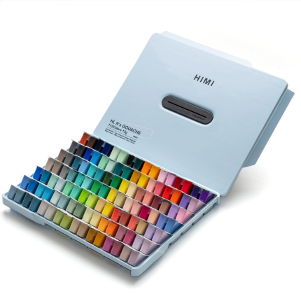 HIMI - Twin cup Gouache Paint - 12 g x 112 colours - Ice Blue Case